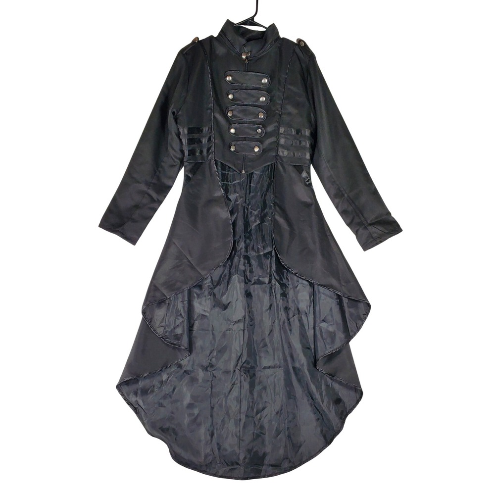 Womens Black Steampunk Victorian Tailcoat Military Gothic Cosplay Jacket Large